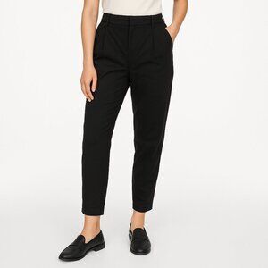 Everlane Tencel Cotton Blend Pleated Tapered Pants Black High Rise Women’s 10